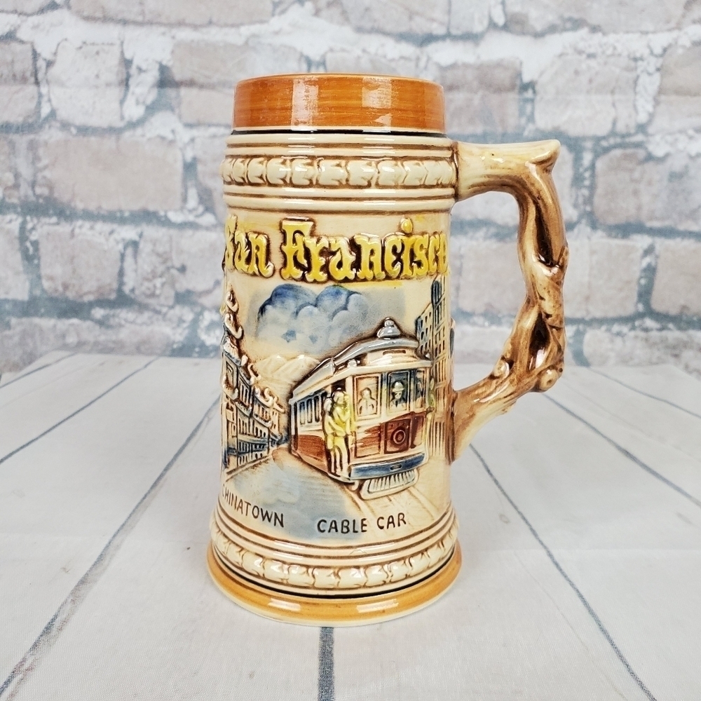 Vintage San  Francisco Beer Stein Cable Car